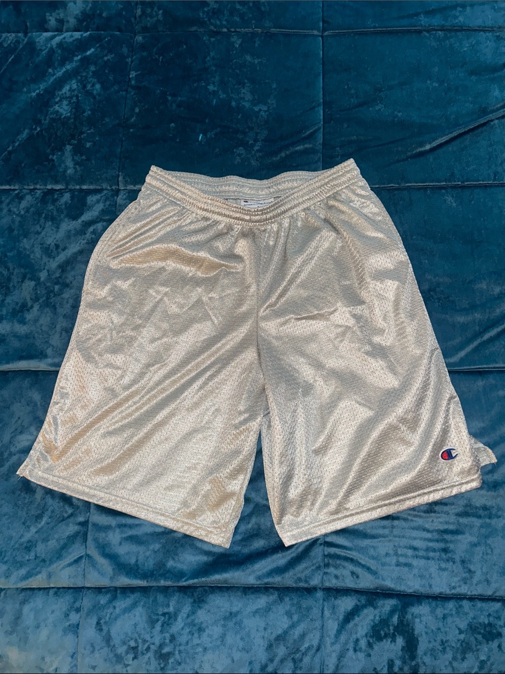 Champion Metallic Silver Mesh Athletic Shorts